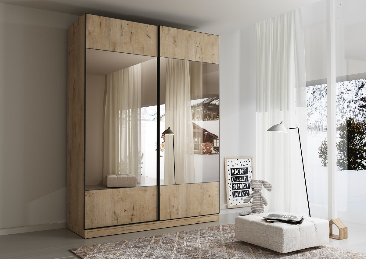 шкаф-купе делюкс дуб ирландский арт 4262 , двери Зеркало ЛДСП Вид 1