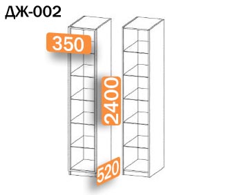 шкаф джелато-1 101/04-02 с полками 115х240х52 арт 6054 , двери Стекло МДФ Вид 4