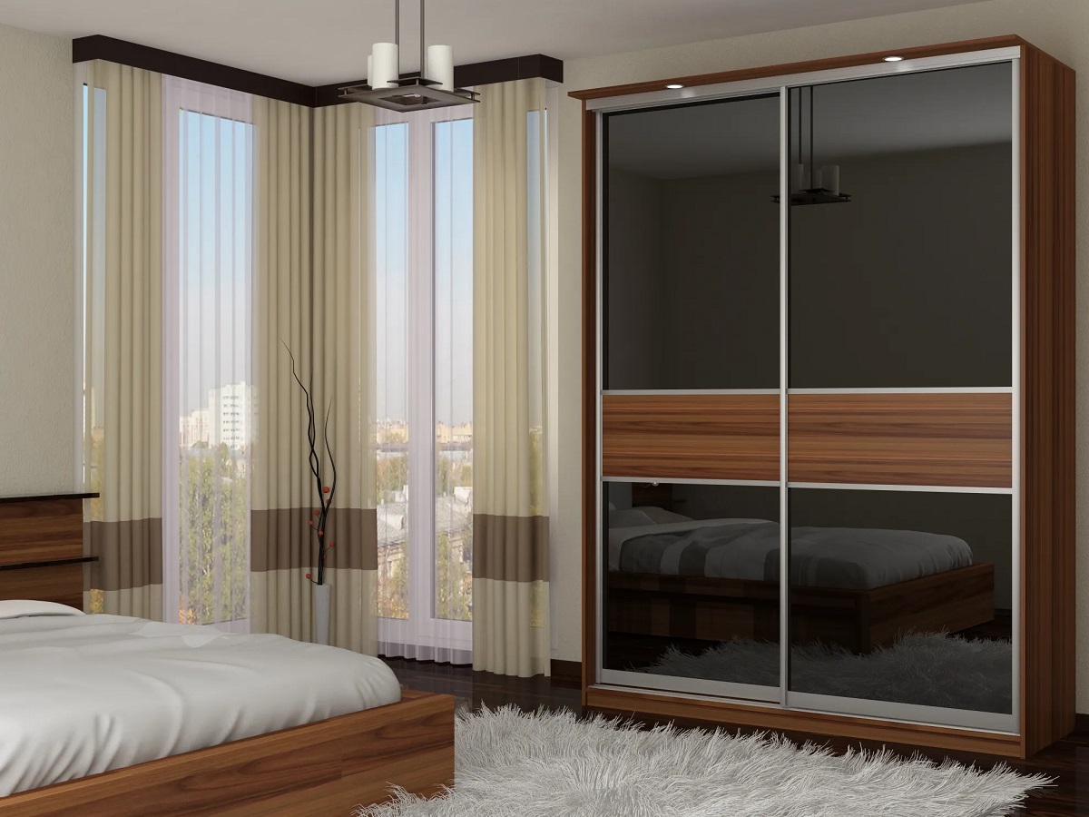 шкаф-купе лдсп чёрный вишня локарно арт 1655 (Шкафы под заказ) Вид 1