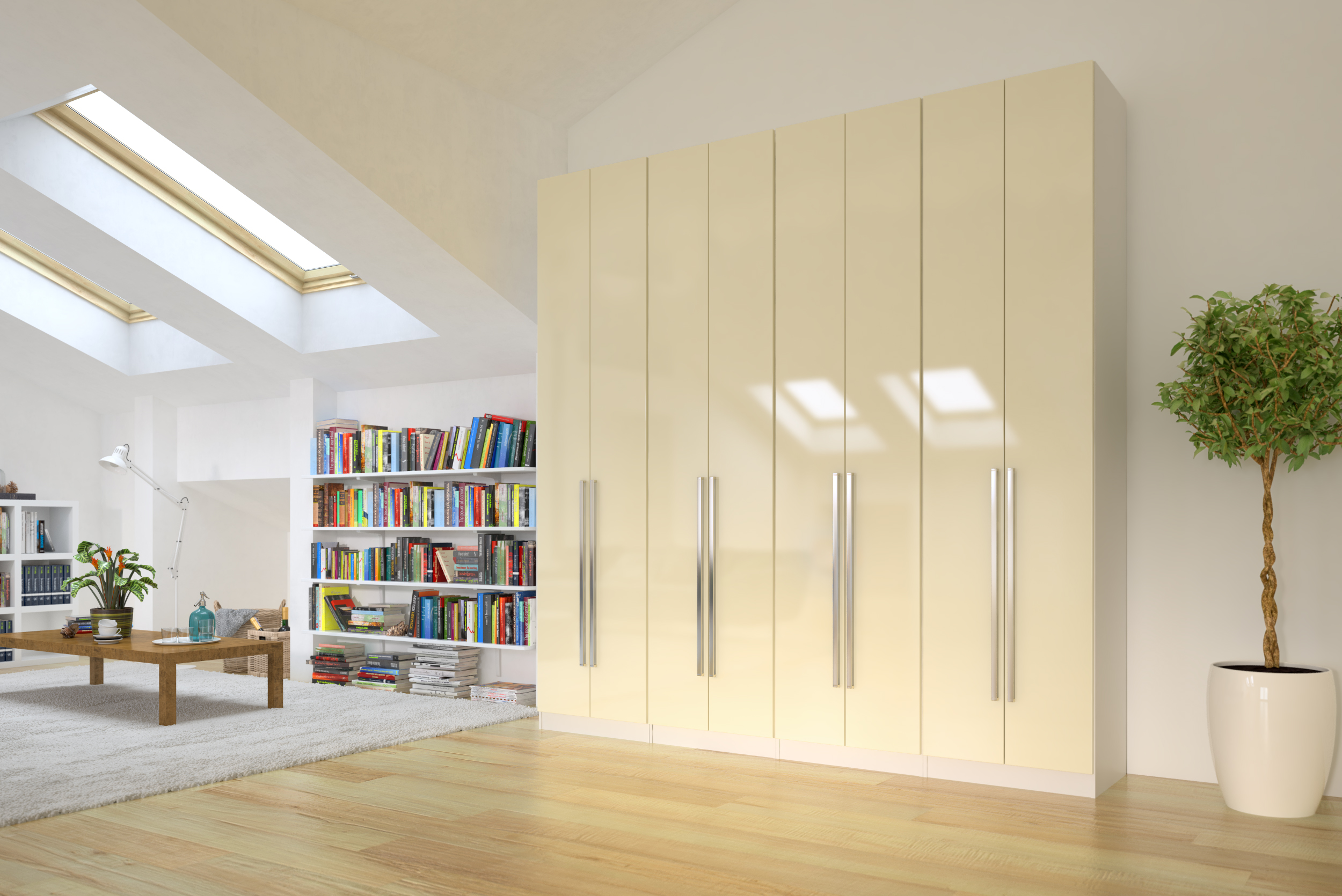 комплект шкафов серии лимна арт 4066 Дуб Сонома, двери Глянец МДФ Вид 1