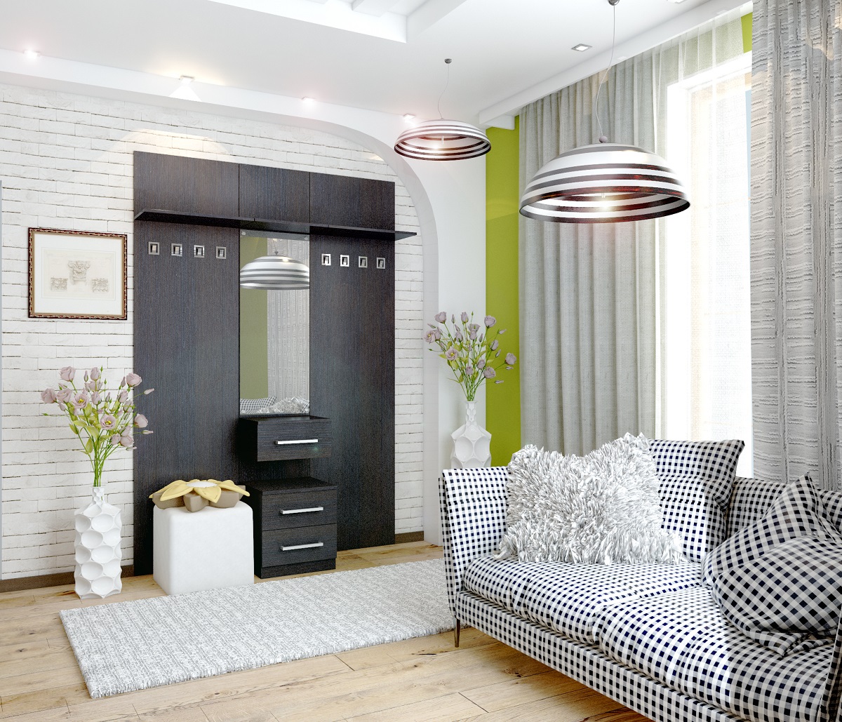 Роникон: Прихожая ЛДСП Чёрный Зеркало серебро арт 3961, фото 1