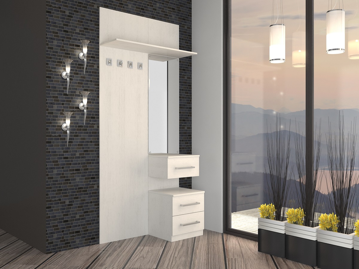 Роникон: Прихожая ЛДСП Белый классический Зеркало серебро арт 3947, фото 1