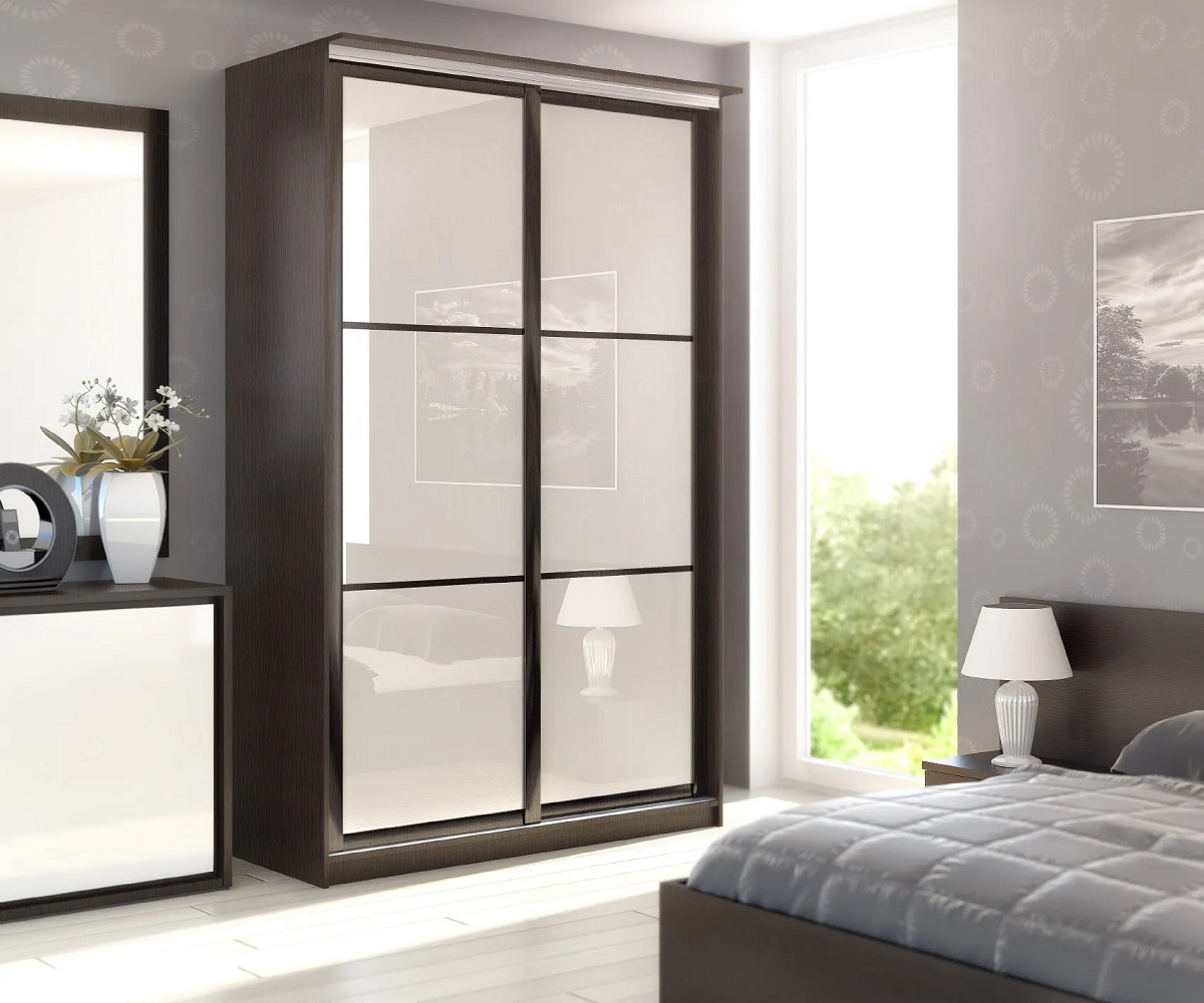 Роникон: Шкаф-купе ЛДСП Металлик Файнлайн Белый Альпийский арт 479, фото 1