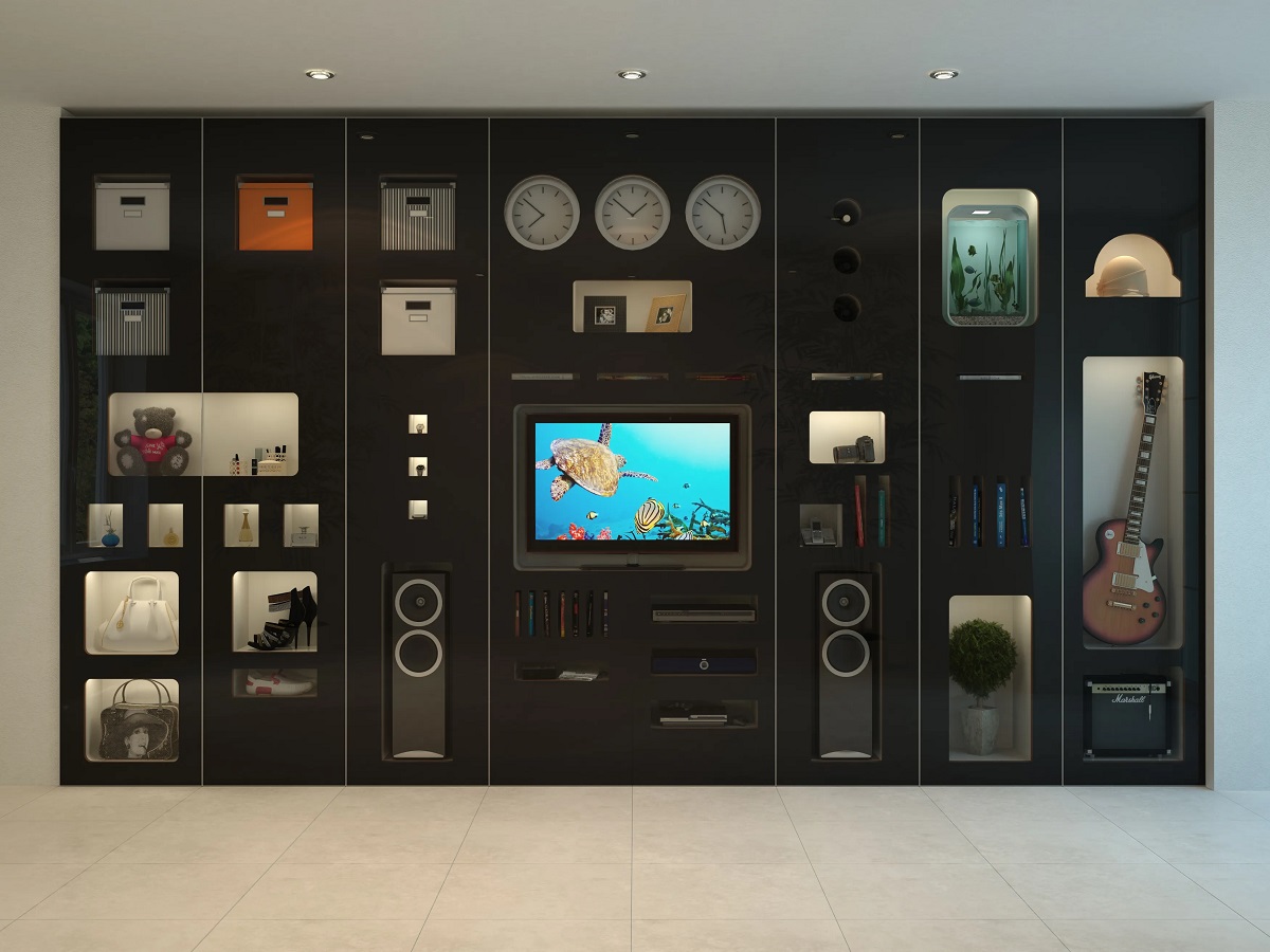 стенка лдсп чёрный арт 7726 (Корпусная мебель в гостиную) Вид 1