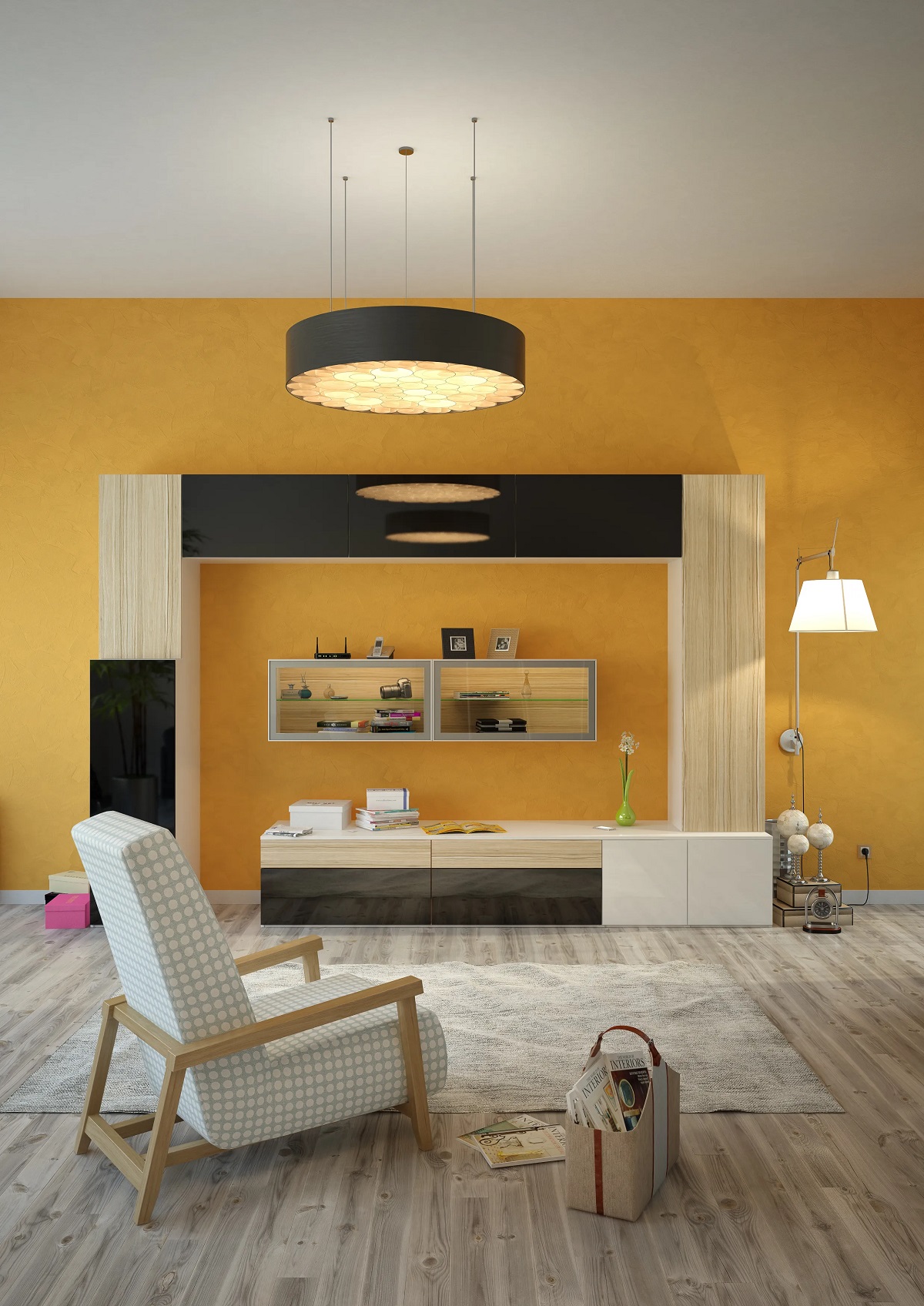 Роникон: Гостиная ЛДСП Белый Премиум Чёрный арт 637, фото 1