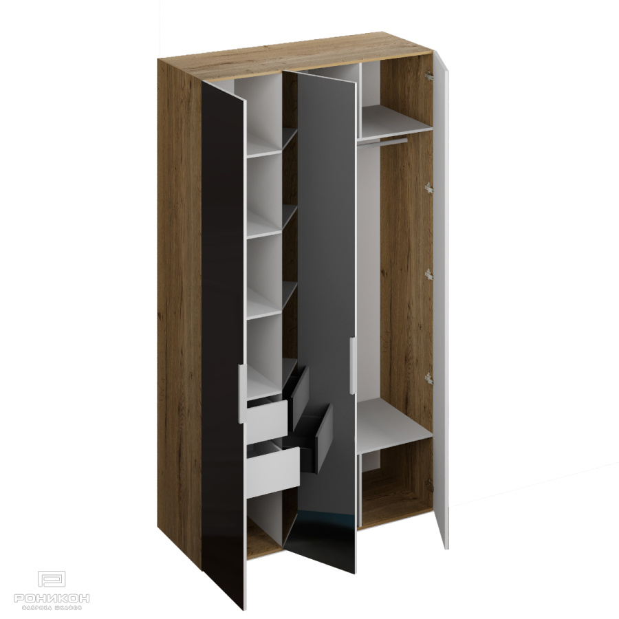 Роникон: Шкаф R004 GS Тёплый серый глянец / H1223 Ясень Севилья арт 5734, фото 3