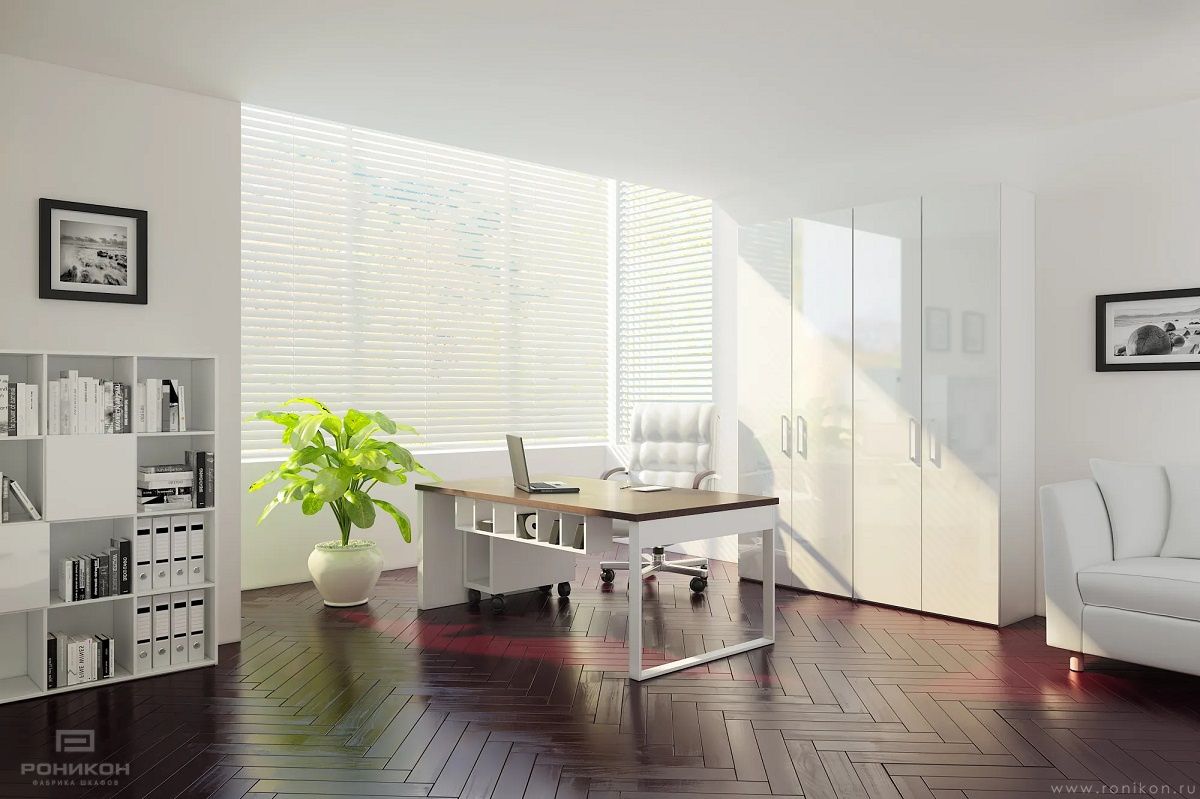 Роникон: Кабинет ЛДСП Белый Премиум арт 4057, фото 1