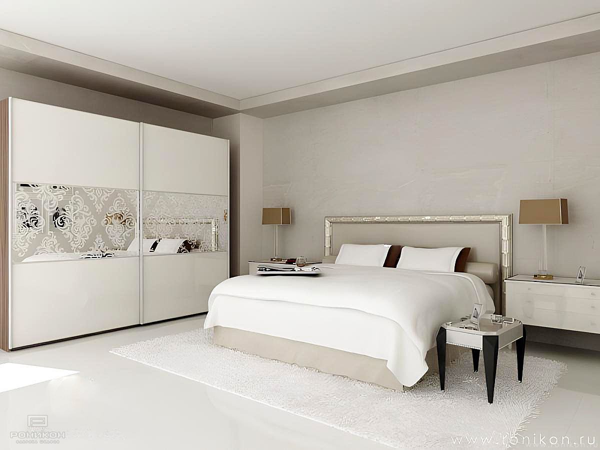 Роникон: Комплект в спальню ЛДСП Белый Премиум Зеркало серебро арт 547, фото 1