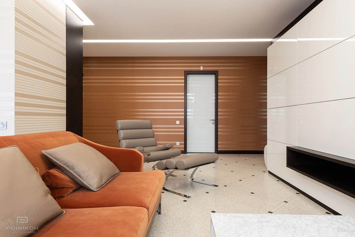 гостиная высокий глянец/дуб сорано чёрно-коричневый арт 18690 (Корпусная мебель в гостиную) Вид 3