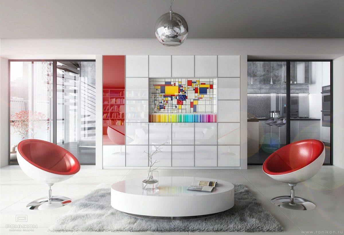 Роникон: Шкаф МДФ Белый-красный арт 3933, фото 1