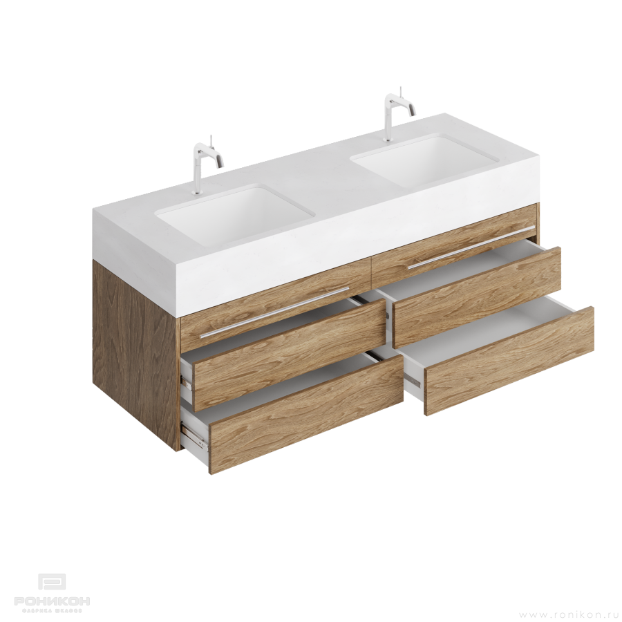 Роникон: Консольная тумба под раковину Дуб Канзас коричневый арт 5694, фото 3