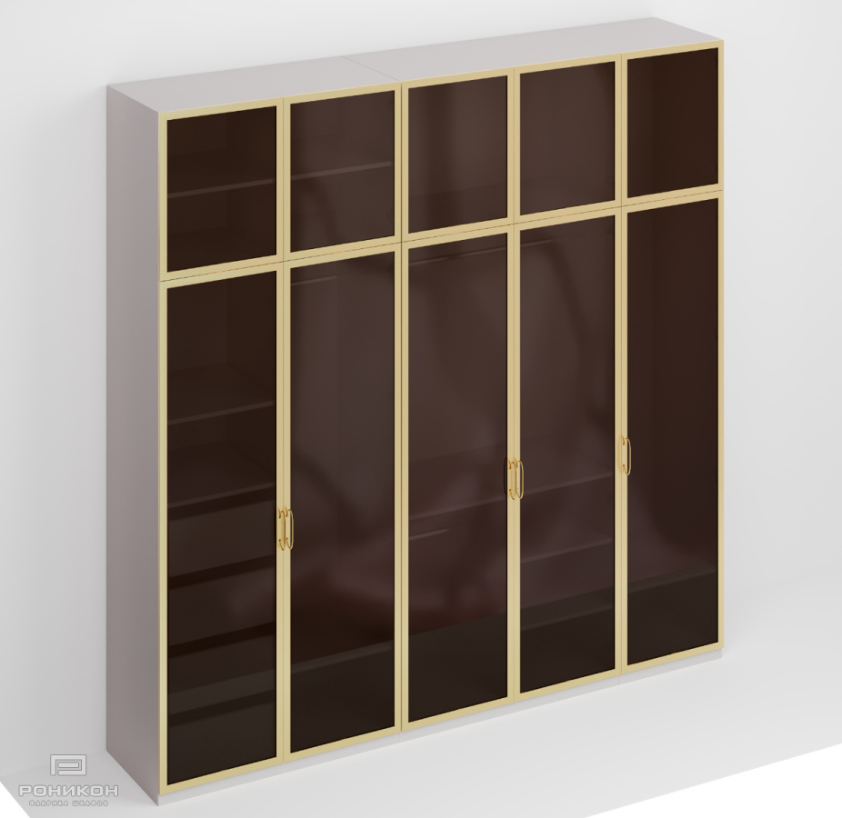 Роникон: Шкаф ЛДСП W990 Белый кристалл / Дымчатое стекло арт 5699, фото 3