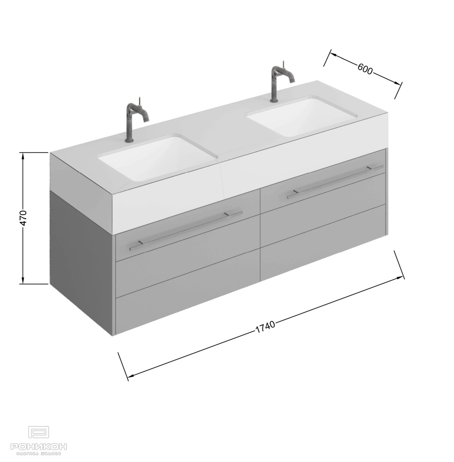 Роникон: Консольная тумба под раковину Дуб Канзас коричневый арт 5694, фото 4