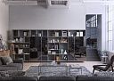 Роникон: Стенка ЛДСП Файнлайн средне-серый Стекло чёрное арт 3434, фото 1
