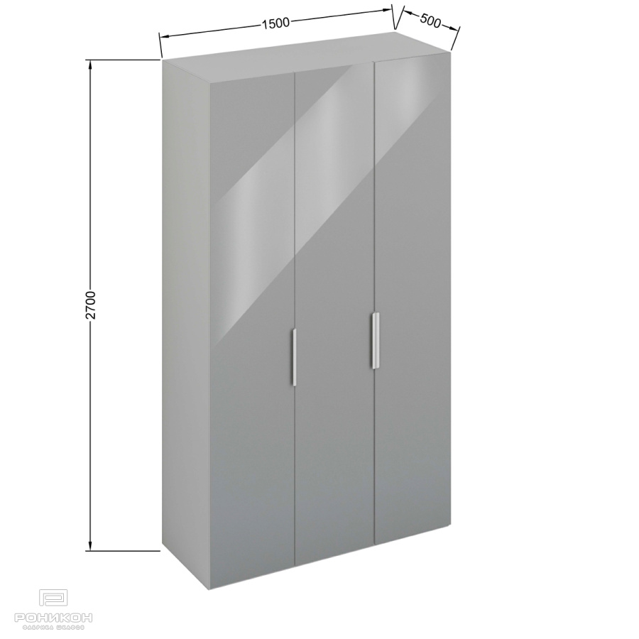 Роникон: Шкаф R004 GS Тёплый серый глянец / H1223 Ясень Севилья арт 5734, фото 4