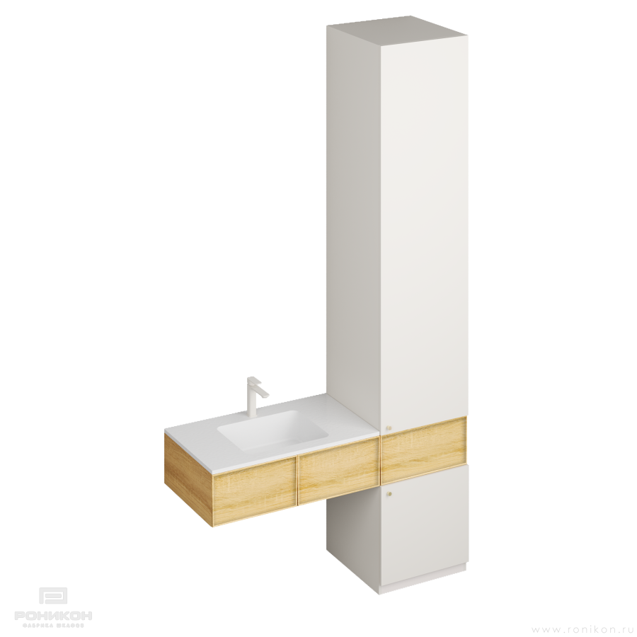 Роникон: Шкаф с тумбой под раковину Акация Шеффилд / Платиновый белый арт 5698, фото 2