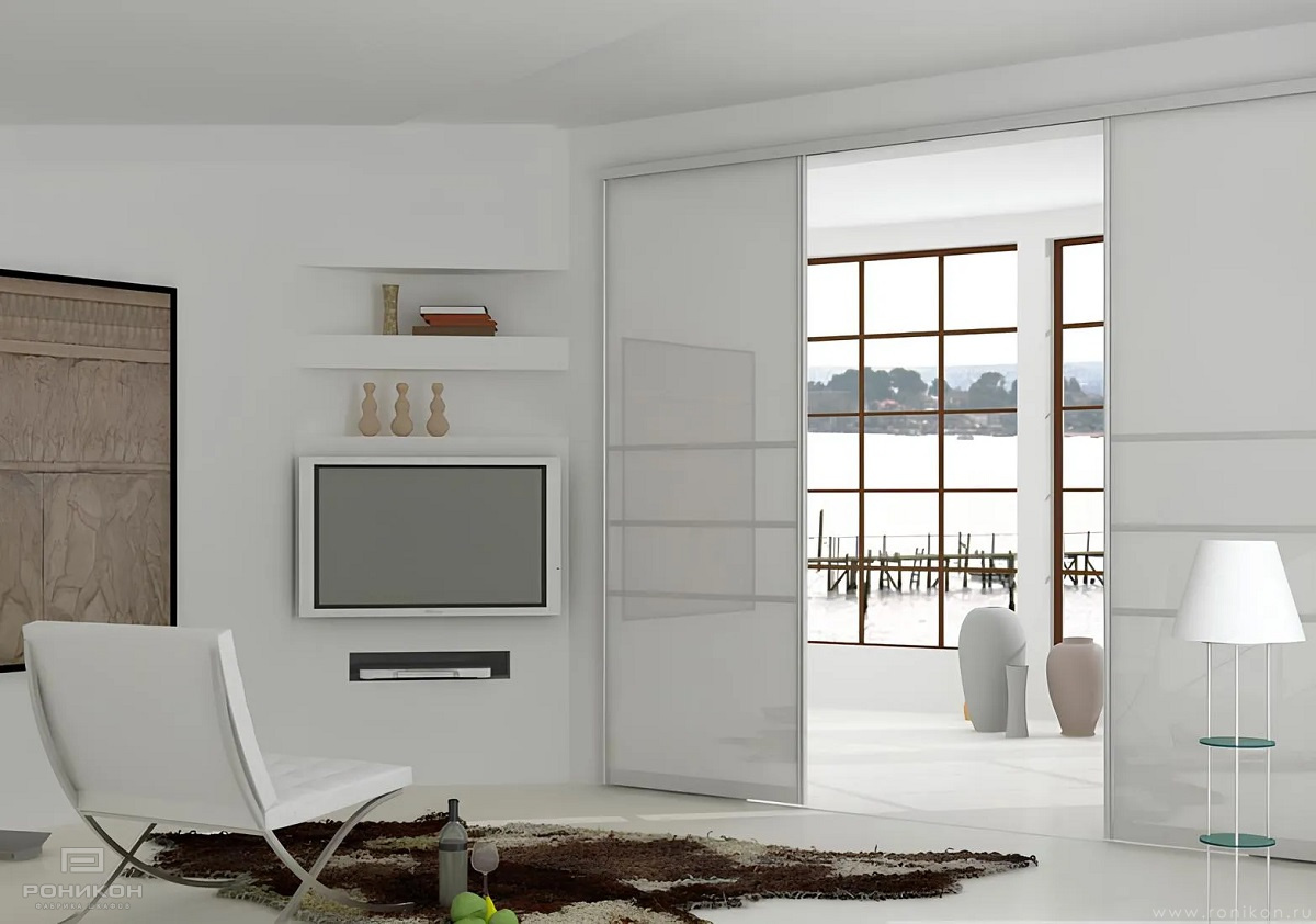 двери стекло белый премиум арт 628 (Раздвижные двери) Вид 1