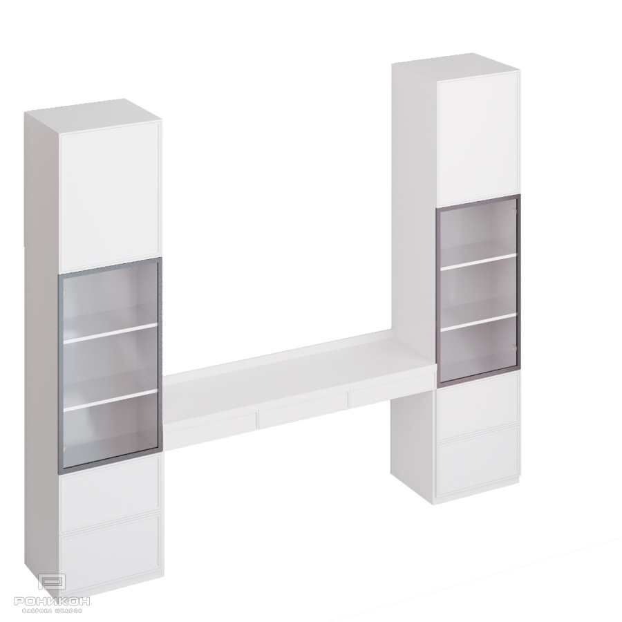 Роникон: Рабочее место с тумбами МДФ эмаль RAL 9006 Железный блеск арт 5731, фото 2