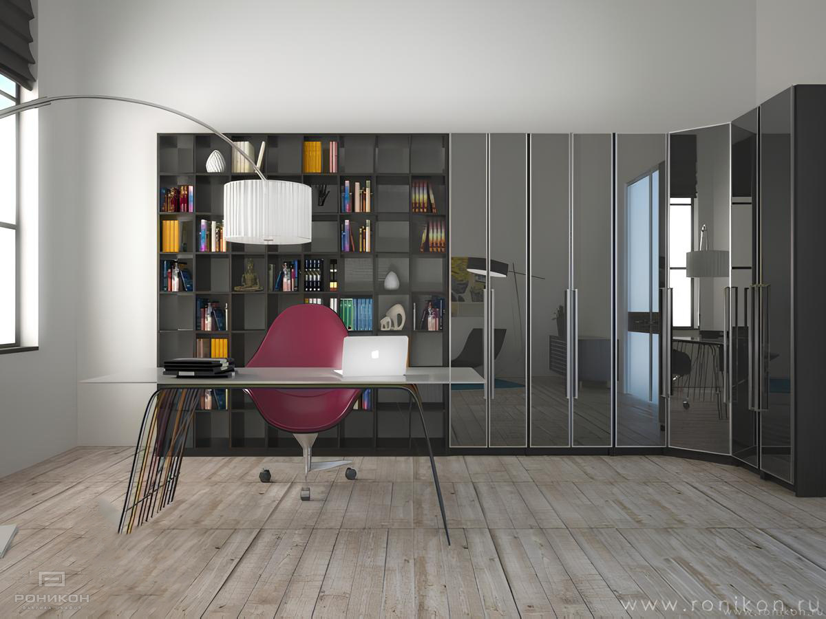 Роникон: Кабинет ЛДСП Чёрный Стекло графит арт 694, фото 1