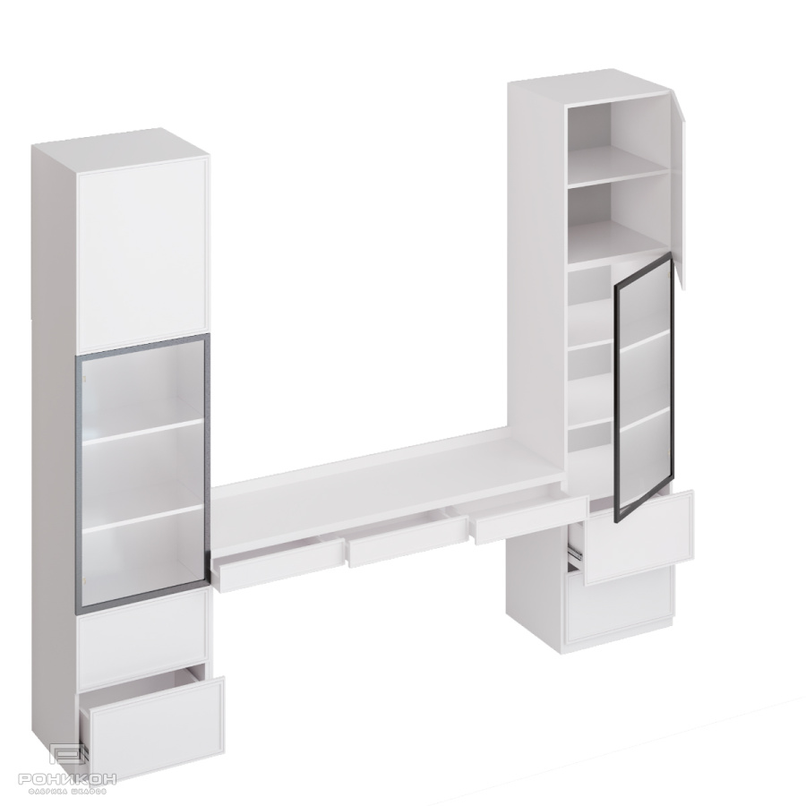 Роникон: Рабочее место с тумбами МДФ эмаль RAL 9006 Железный блеск арт 5731, фото 3