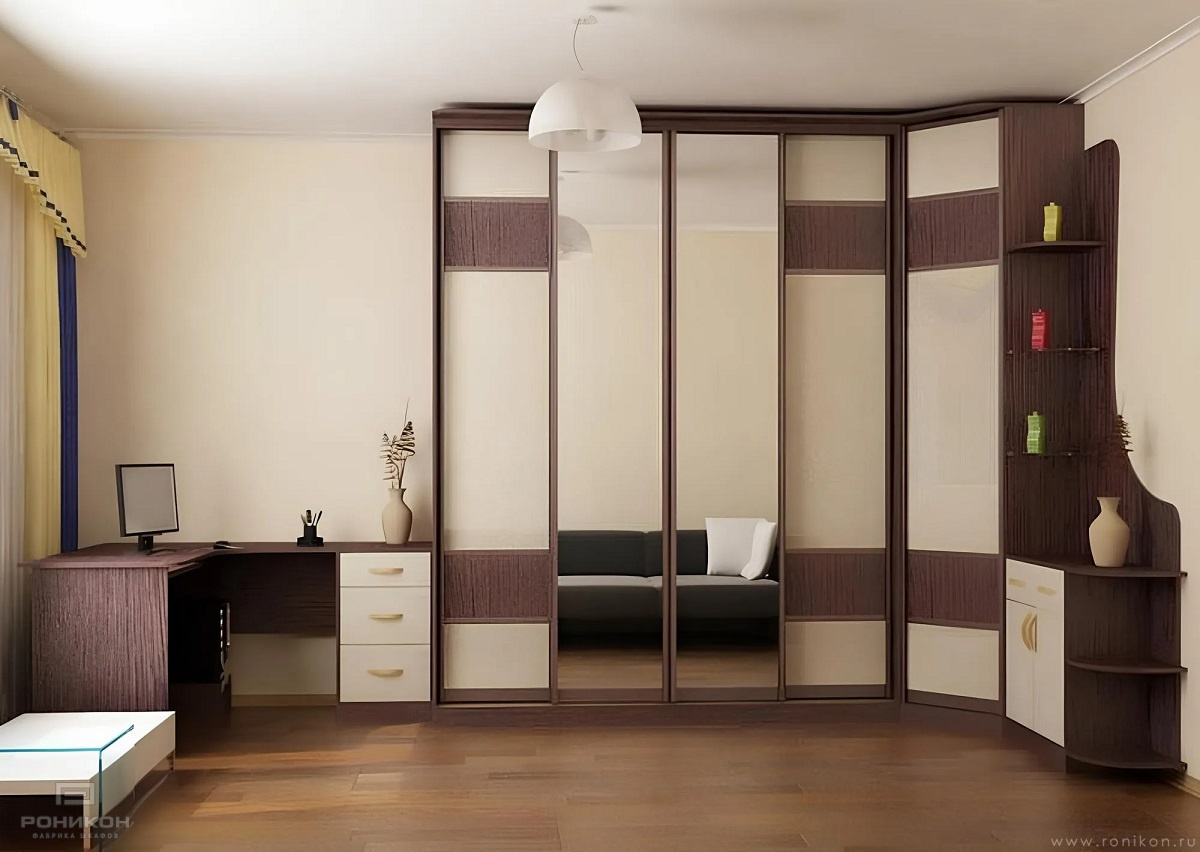 Роникон: Шкаф со столом Белый Премиум Лиственница горная антрацит арт 656, фото 1