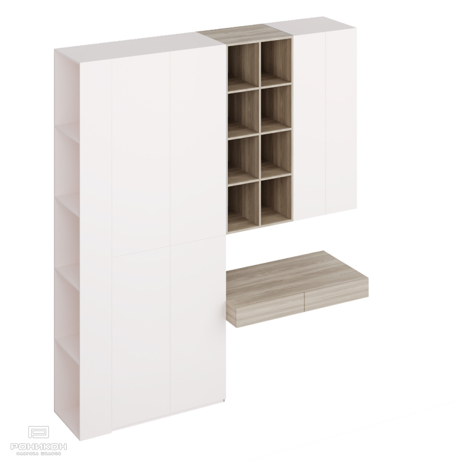 Роникон: Рабочее место со шкафом W1000 Белый Премиум арт 5733, фото 2