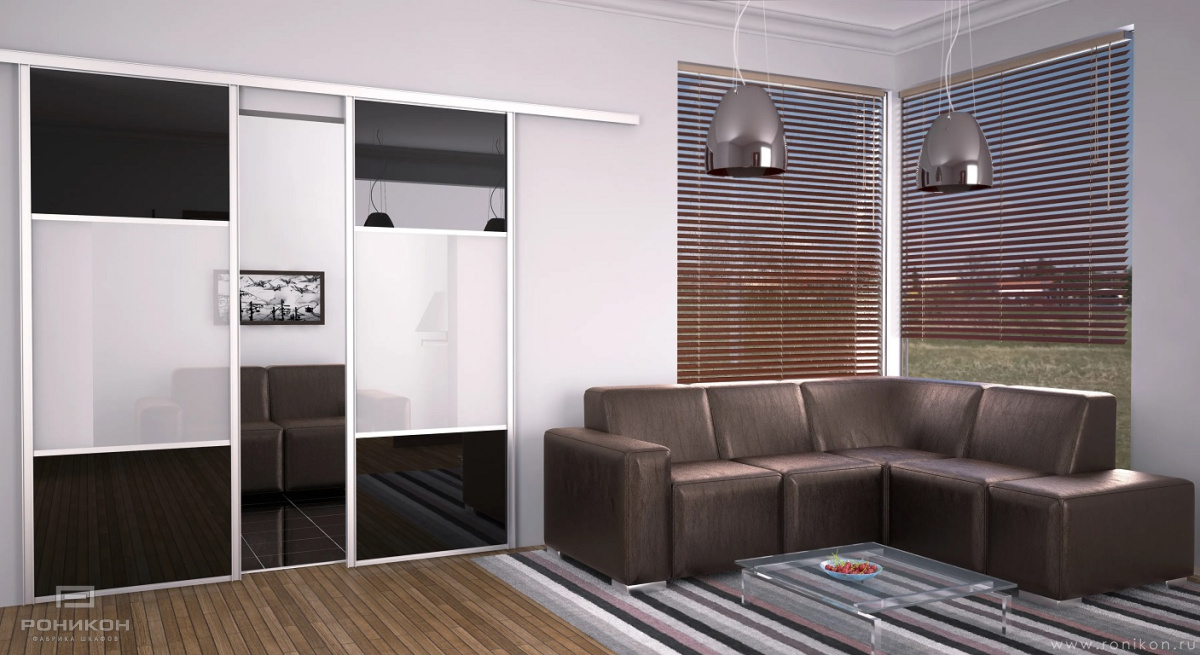 Роникон: Межкомнатная дверь Стекло Белый Премиум чёрный арт 878, фото 1