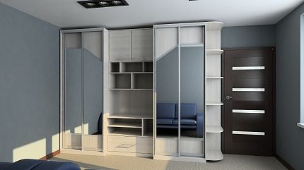 Роникон: Гостиная ЛДСП Сосна Аланд Зеркало серебро арт 5404, рис 1