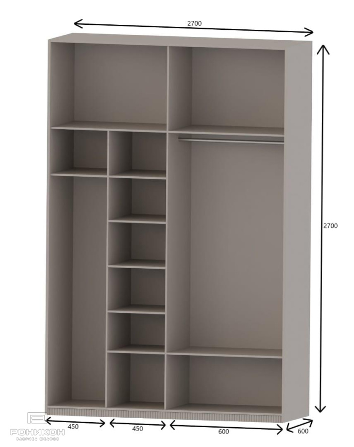 Роникон: Шкаф МДФ Платиново-серый арт 5737, фото 4