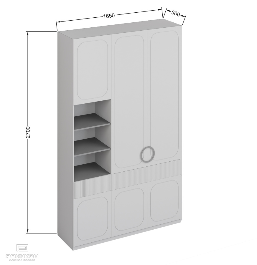 Роникон: Шкаф МДФ эмаль RAL 9018 Папирусно-белый арт 5732, фото 4
