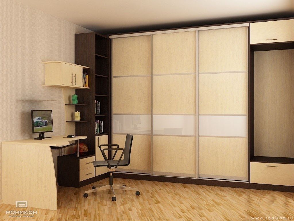 шкаф со столом дуб термо чёрно-коричневый дуб бардолино арт 1789 (Шкафы под заказ) Вид 1