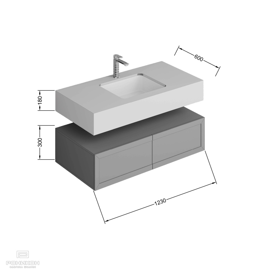 Роникон: Тумба консольная под раковину RAL 3014 Античный красный арт 5697, фото 4