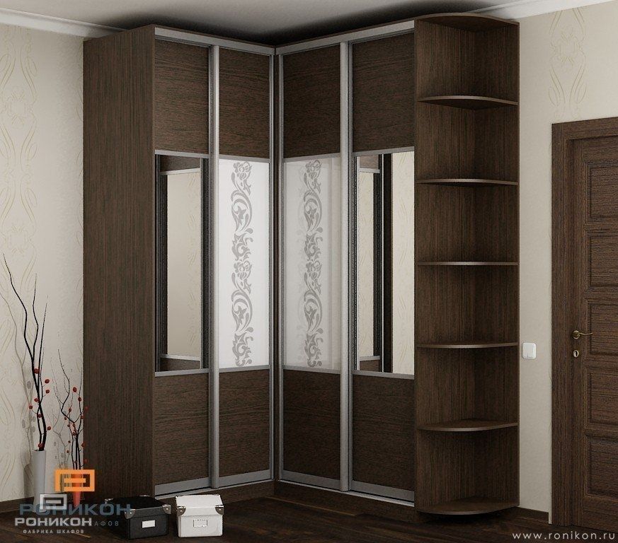 шкаф-купе лдсп файнлайн тёмно-серый зеркало серебро арт 1949 (Шкафы-купе) Вид 1