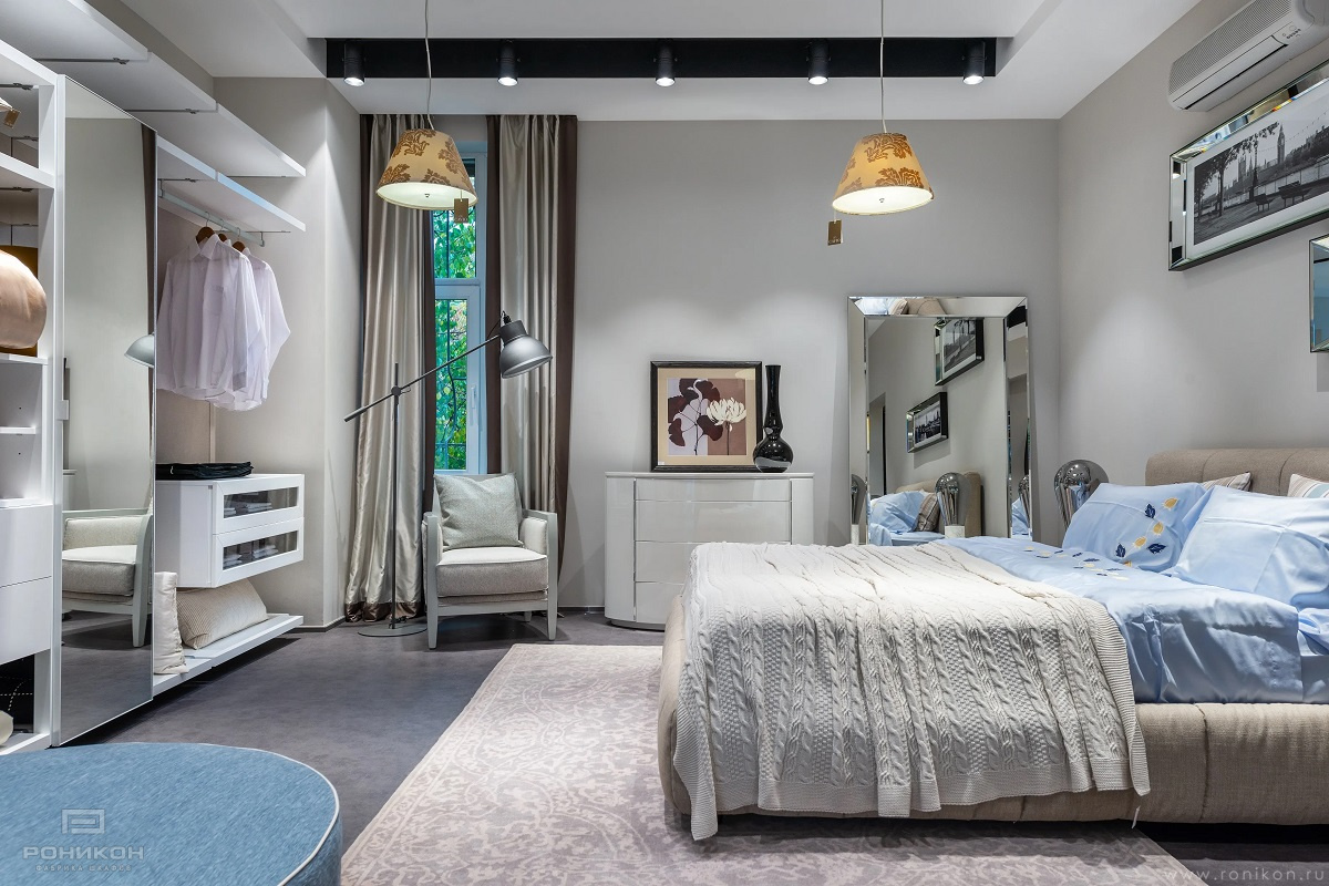 комплект в спальню мдф белая эмаль арт 18709 (Корпусная мебель в спальню) Вид 2