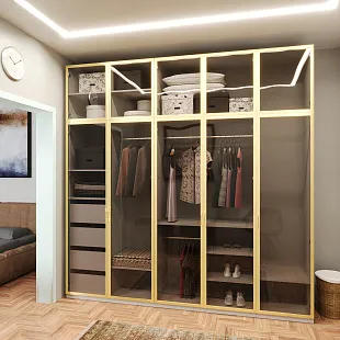 Роникон: Шкаф ЛДСП W990 Белый кристалл / Дымчатое стекло арт 5699, рис 1