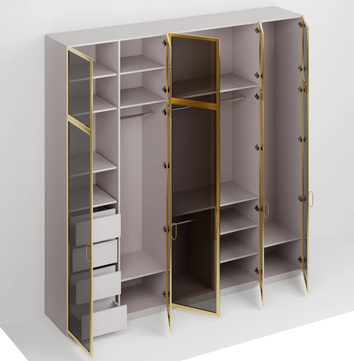 Роникон: Шкаф ЛДСП W990 Белый кристалл / Дымчатое стекло арт 5699, фото 4