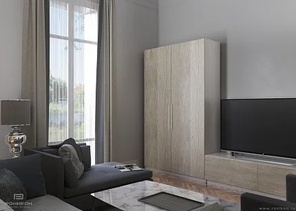 гостиная со шкафом лиственница горная антрацит арт 3425 модульные прямые