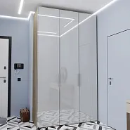 Шкаф R004 GS Тёплый серый глянец / H1223 Ясень Севилья арт 5734