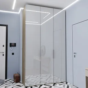 Роникон: Шкаф R004 GS Тёплый серый глянец / H1223 Ясень Севилья арт 5734, рис 1