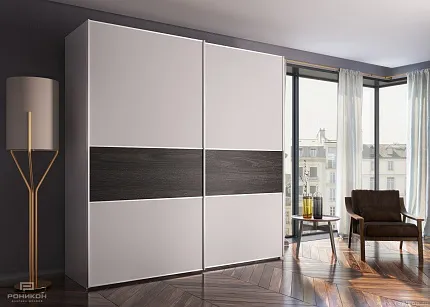 Роникон: Шкаф-купе ЛДСП Белый Альпийский Чёрный арт 3441, рис 1