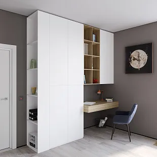 Роникон: Рабочее место со шкафом W1000 Белый Премиум арт 5733, рис 1