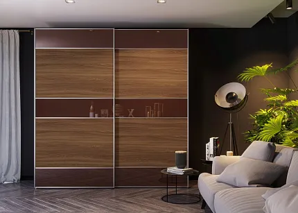 Роникон: Шкаф-купе ЛДСП Дуб Кендал коньяк Бургундский красный арт 3999, рис 1