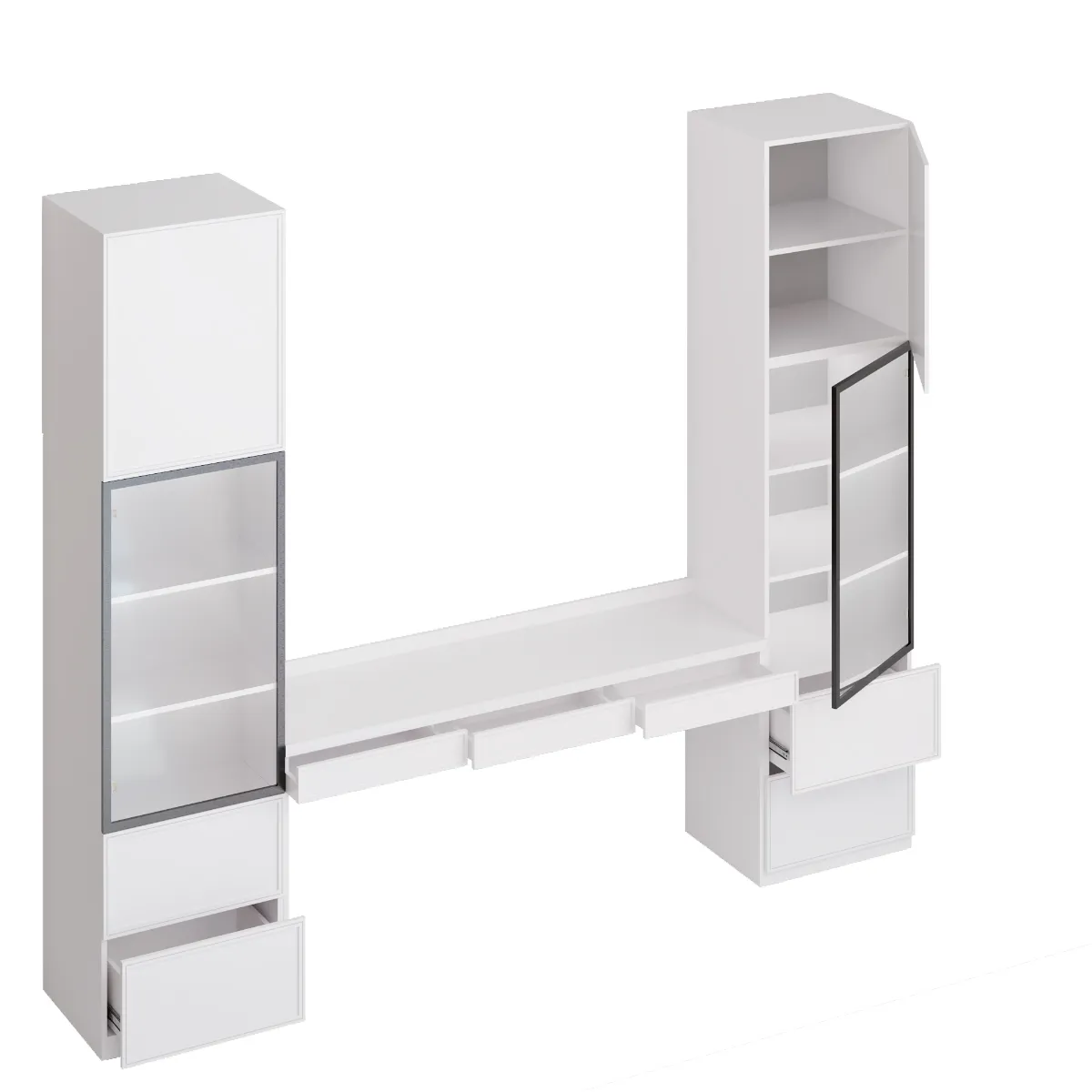 Роникон: Рабочее место с тумбами МДФ эмаль RAL 9006 Железный блеск арт 5731, фото 3