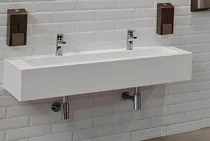 Роникон: Сплошная раковина на 2 смесителя RAL 9010 арт 5691, рис 1