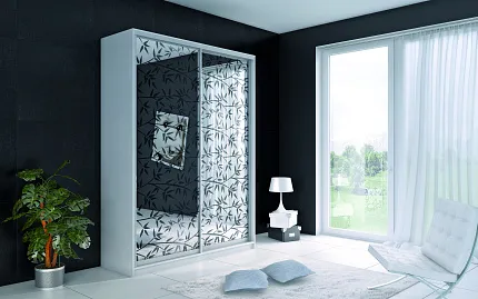 Роникон: Шкаф-купе ЛДСП Белый Премиум Зеркало серебро арт 874, рис 1