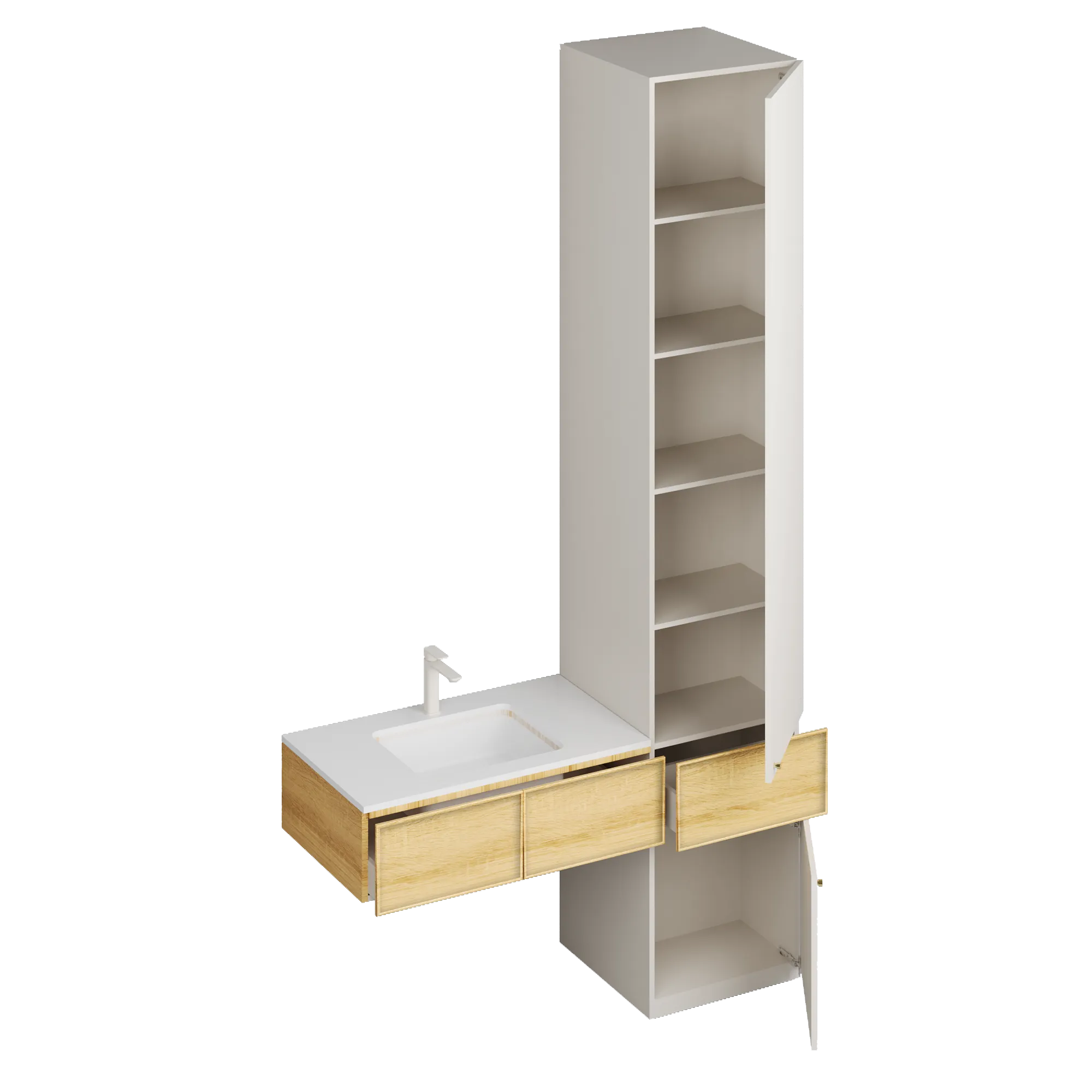 Роникон: Шкаф с тумбой под раковину Акация Шеффилд / Платиновый белый арт 5698, фото 3