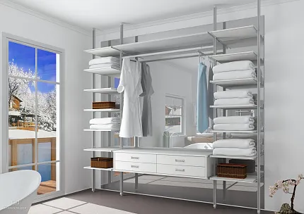 Роникон: Стеллажная система ЛДСП Белый Премиум Зеркало серебро арт 1728, рис 1