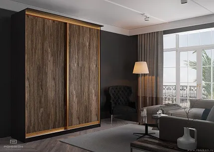 Роникон: Шкаф-купе ЛДСП Дуб Хантон тёмный арт 3443, рис 1