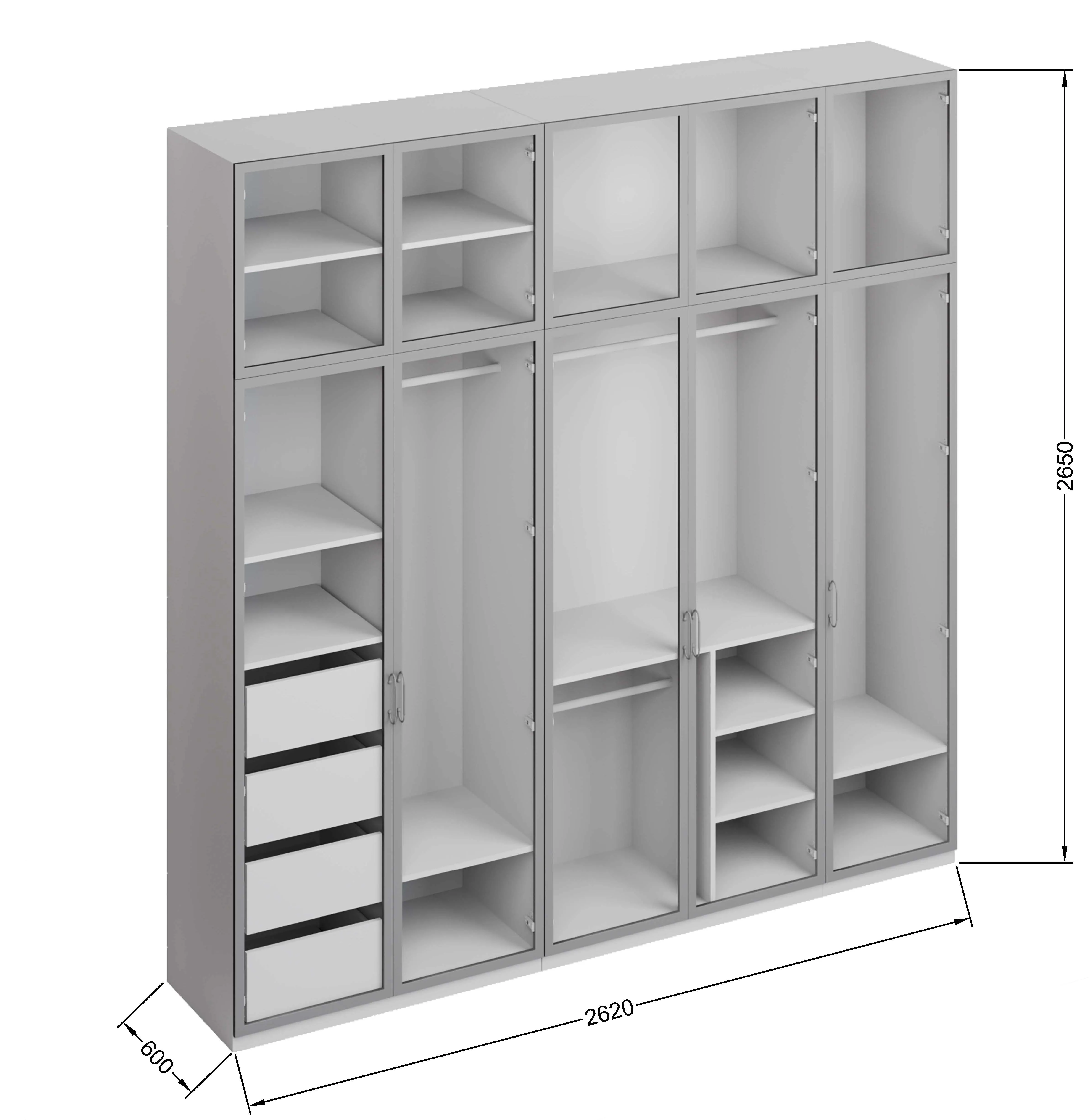 Роникон: Шкаф ЛДСП W990 Белый кристалл / Дымчатое стекло арт 5699, фото 2