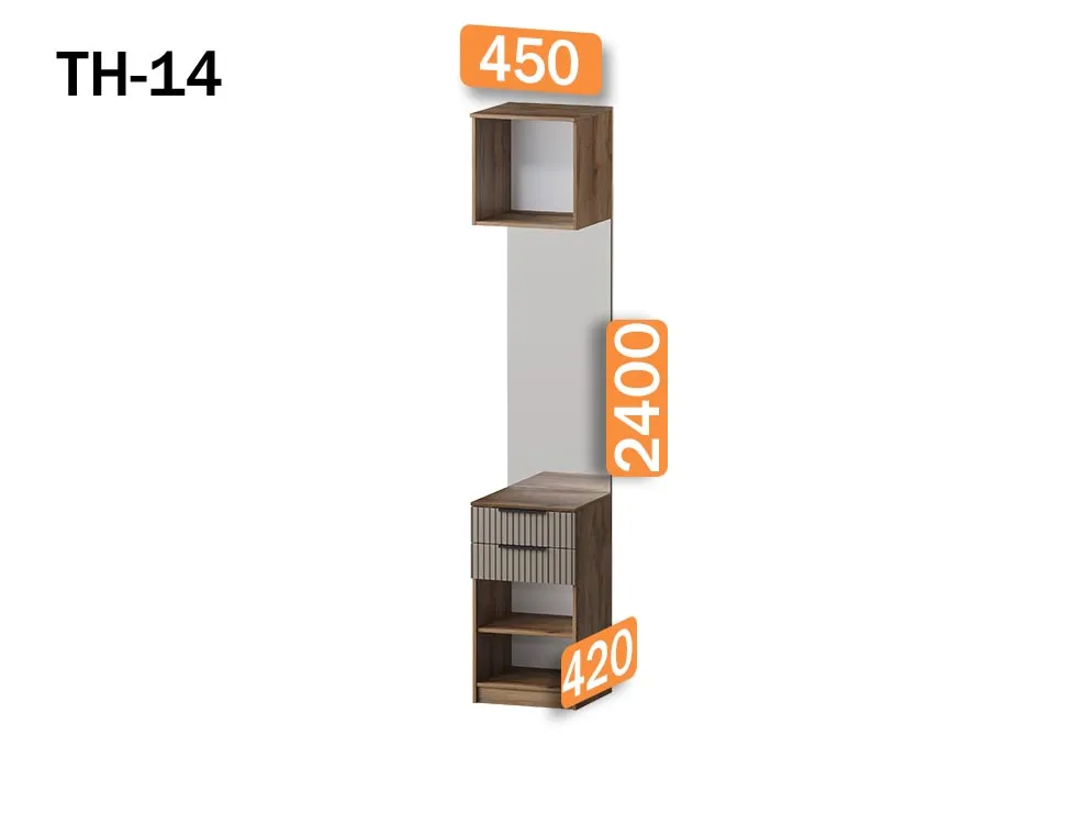 прихожая стефани-2 160х240х42 арт 6008 , двери Зеркало МДФ Вид 3
